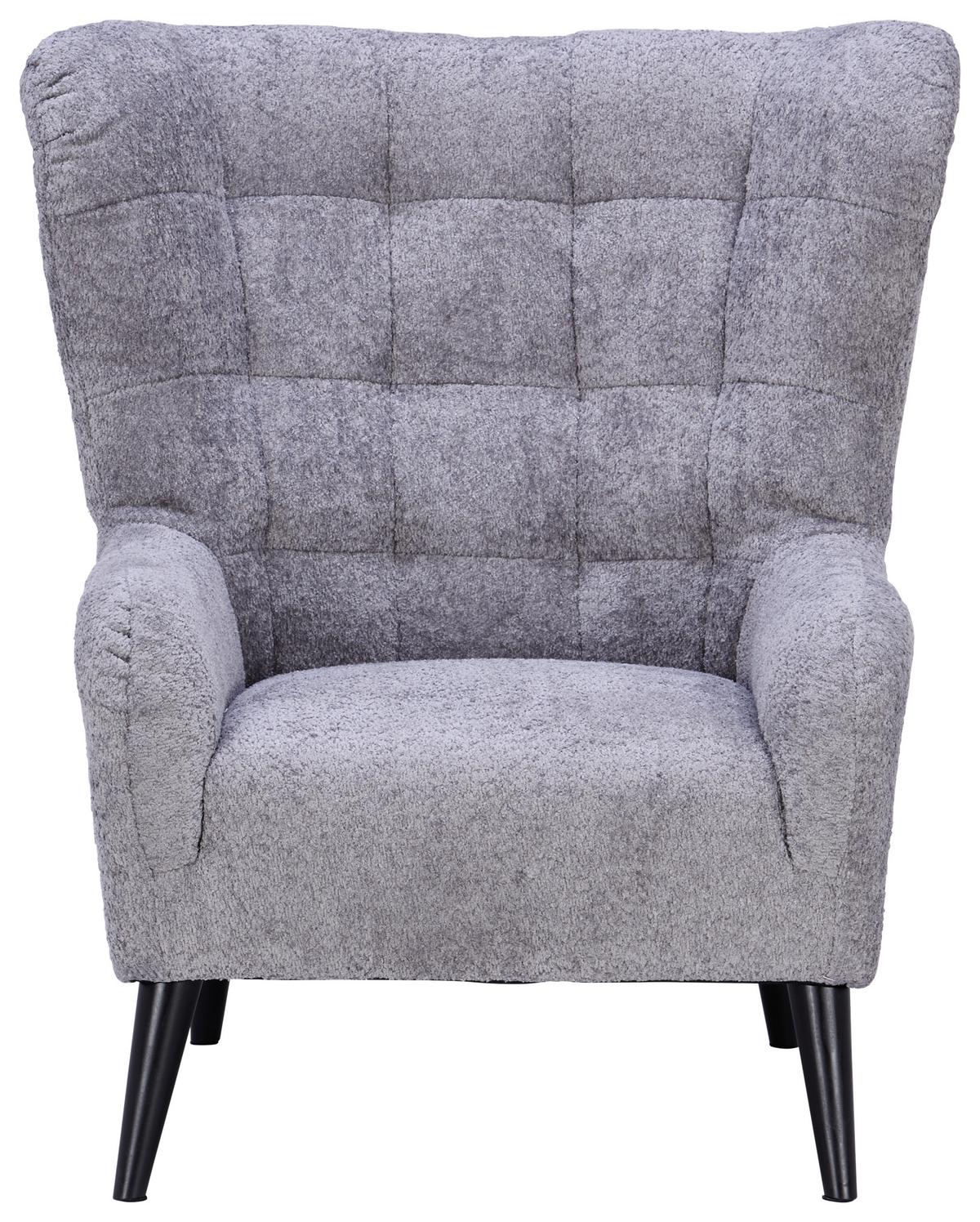 Ohrensessel Casey Bouclé Synthetikfaser Grau - Schwarz/Grau, MODERN, Textil (94/107/86cm)