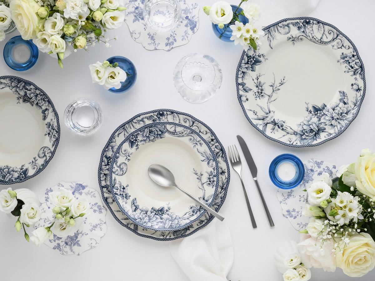 Tafelservice, 8-Teilig für 4 Personen, Porzellan - Blau/Weiß, Basics, Keramik - Creatable