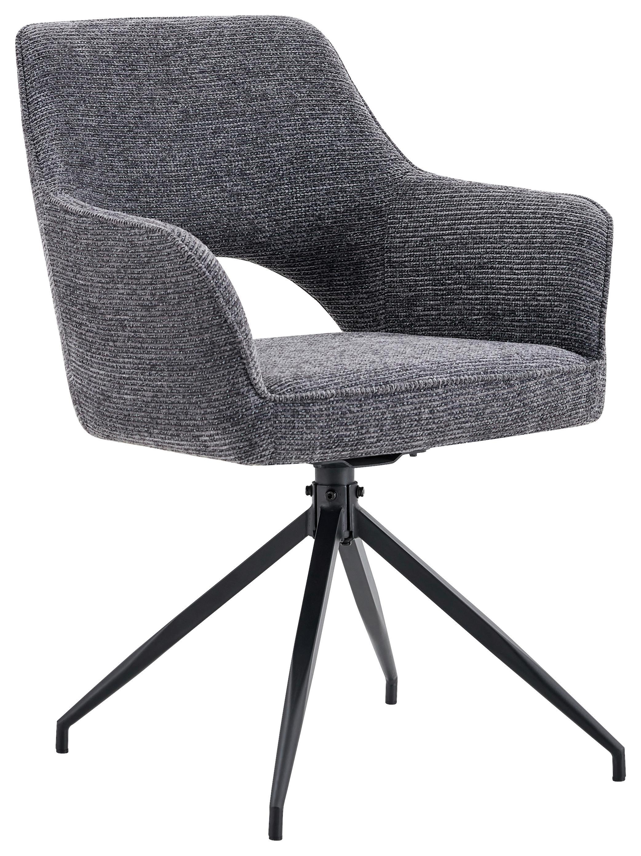 Armlehnstuhl Puro Schwarz/Dunkelgrau B: 60 cm - Dunkelgrau/Schwarz, MODERN, Textil/Metall (60/89/67cm) - Livetastic