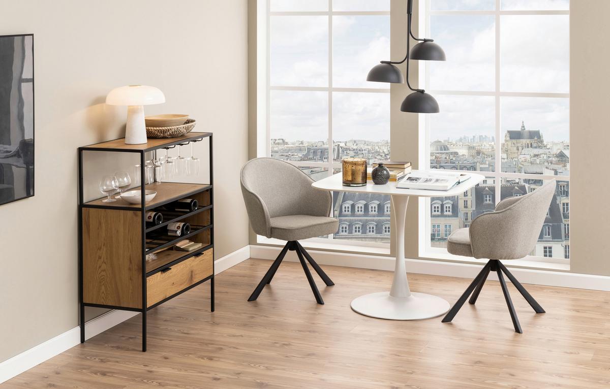 Esstisch Malta B: 90cm Weiß - Weiß, Design, Keramik/Metall (90/90/75cm) - MID.YOU