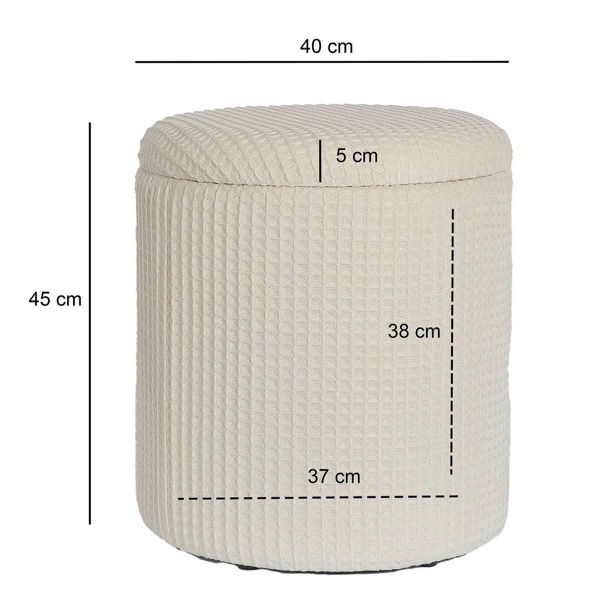 Hocker Creme B: 40cm - Creme, Design, Textil (40/45/40cm) - MID.YOU
