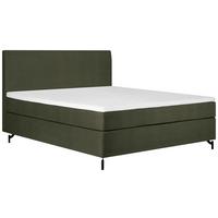 Boxspringbett Linz 140x200 cm D.grün inkl. Topper - Dunkelgrün/Schwarz, MODERN, Textil (140/200cm) - MID.YOU