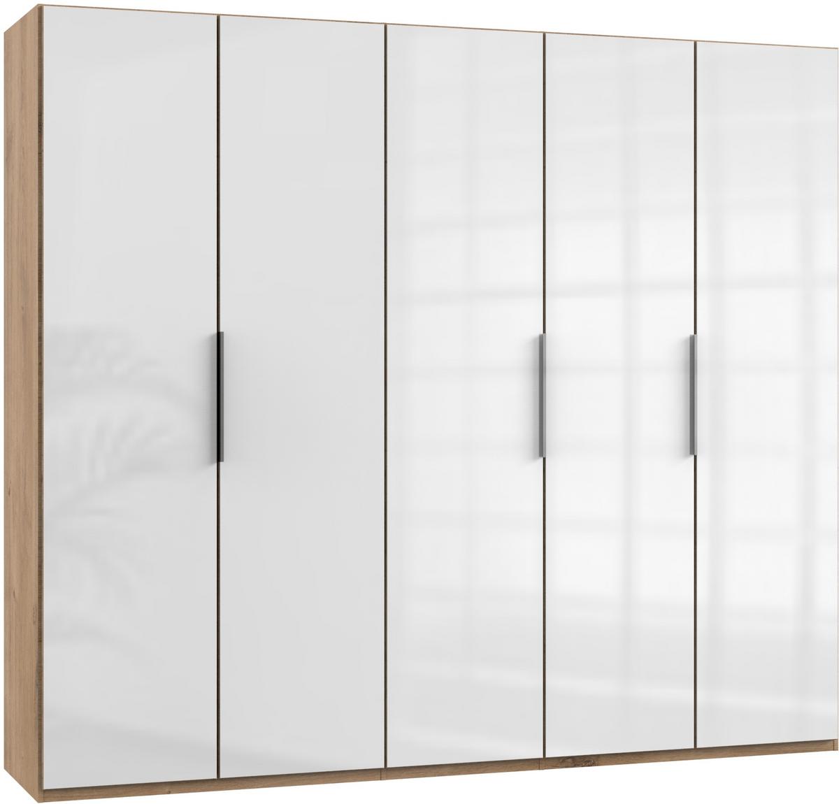 Drehtürenschrank 250cm Level, Weiß/eiche Dekor - Eichefarben/Weiß, MODERN, Glas/Holzwerkstoff (250/216/58cm) - MID.YOU