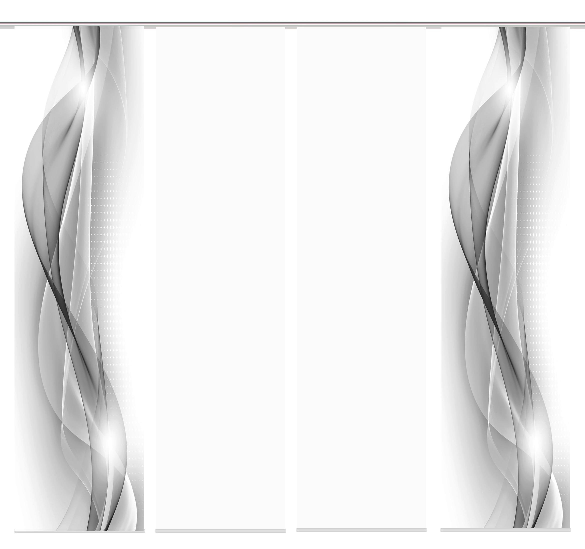 Flächenvorhang 4-Tlg. Neblana B: 60 cm, Grau, Blickdicht - Grau, Basics, Textil (60/245cm)