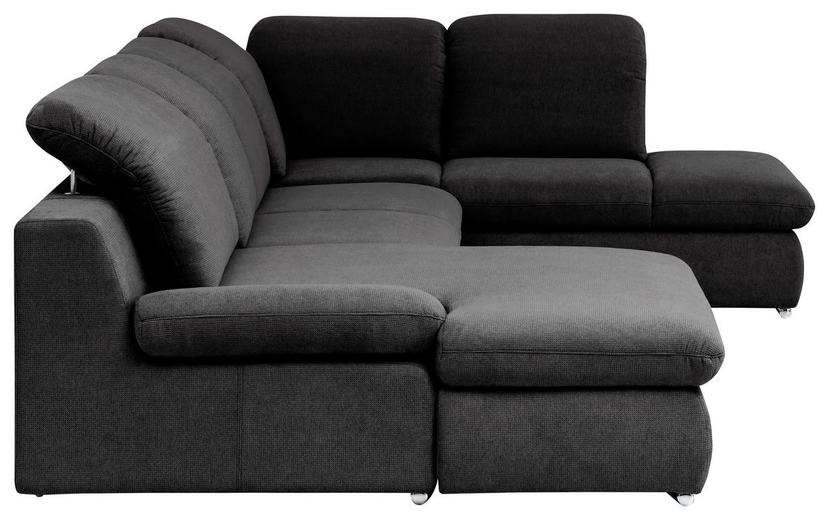 Wohnlandschaft Isona Schwarz Chenille - Chromfarben/Schwarz, Design, Textil (165/353/212cm) - Livetastic