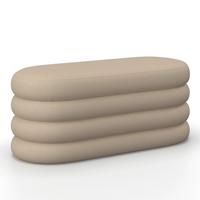 Taburetová lavice LORENA polstrovaná, světle hnědá - hnědá, Moderní, dřevo/textil (110/47/45cm) - Bessagi Home