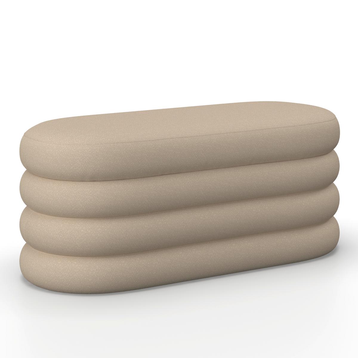 Taburetová lavice LORENA polstrovaná, světle hnědá - hnědá, Moderní, dřevo/textil (110/47/45cm) - Bessagi Home