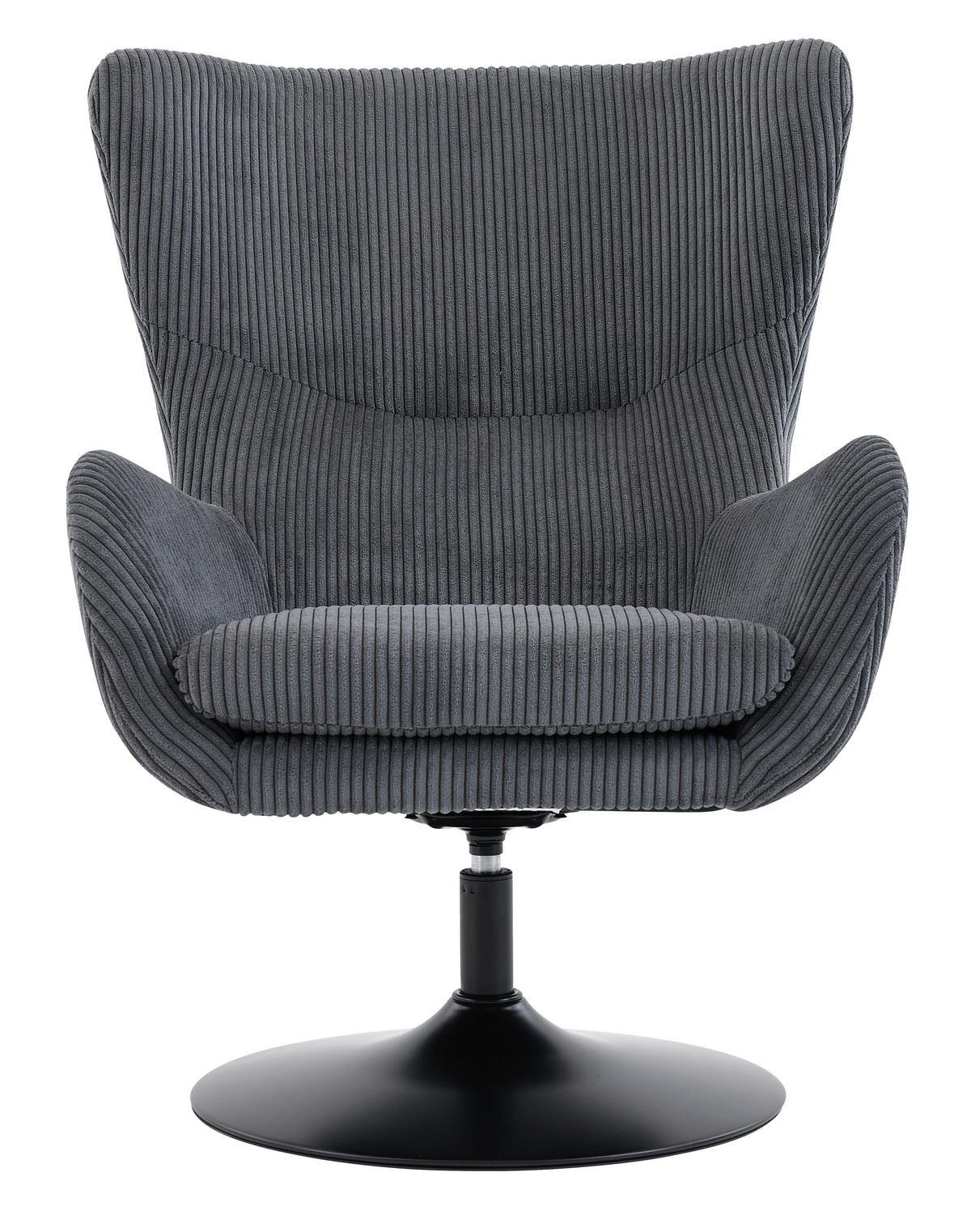 Otočné křeslo SHIBA, tmavě šedý manšestr - šedá/černá, Moderní, kov/textil (76/99/87cm) - Mömax
