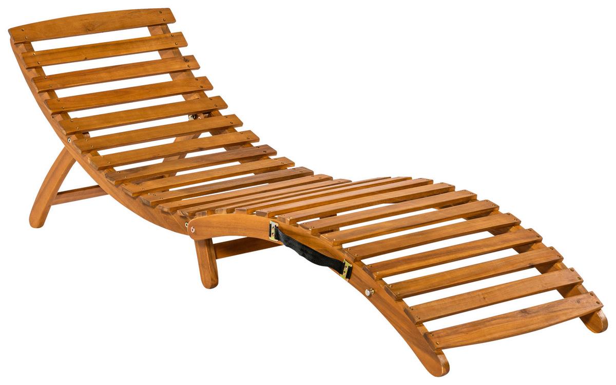 Gartenliege Honopu Holz Klappbar mit Auflage - Grau/Akaziefarben, KONVENTIONELL, Holz/Textil (54/60/180cm) - Gardenson