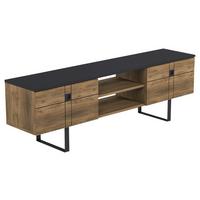 Lowboard Zeus TV-Schrank - Walnussfarben/Schwarz, Design, Holzwerkstoff (160/50/35cm) - Livetastic