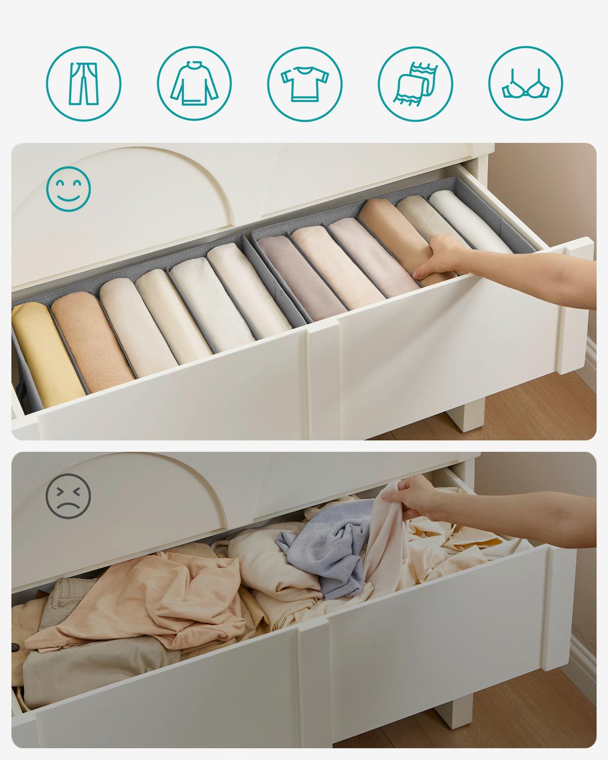 Schubladeneinteilung Dunkelgrau B: 30cm - Dunkelgrau, Basics, Karton/Textil (30/17/42cm)