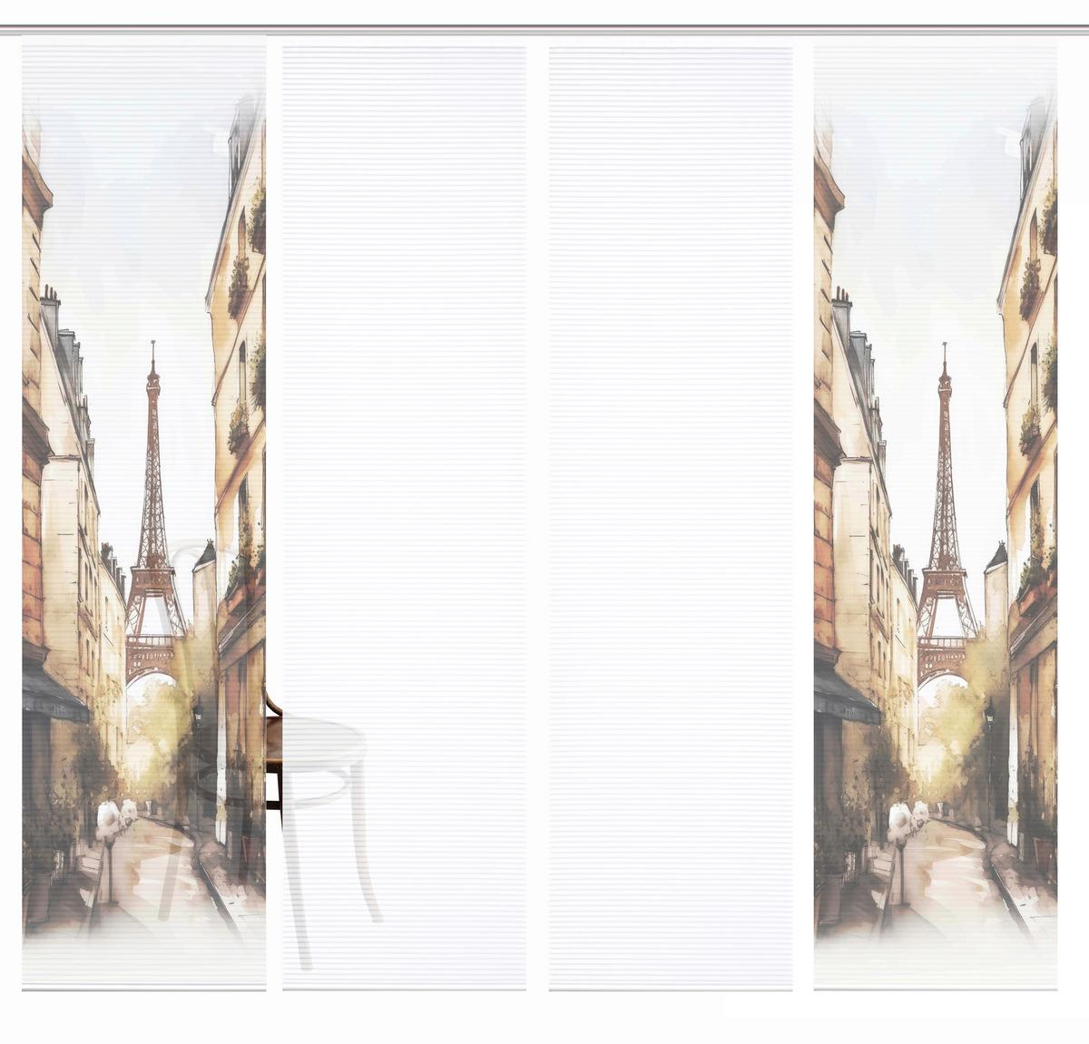 Flächenvorhang Francq 4er Set - Naturfarben/Weiß, LIFESTYLE, Textil (60/245cm)