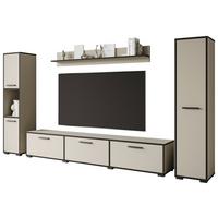 Wohnwand 4 -Teilig. Bogota XL Kaschmir/Graphitfarben - Kaschmir/Schwarz, Basics, Holzwerkstoff (240/130/31cm) - P & B