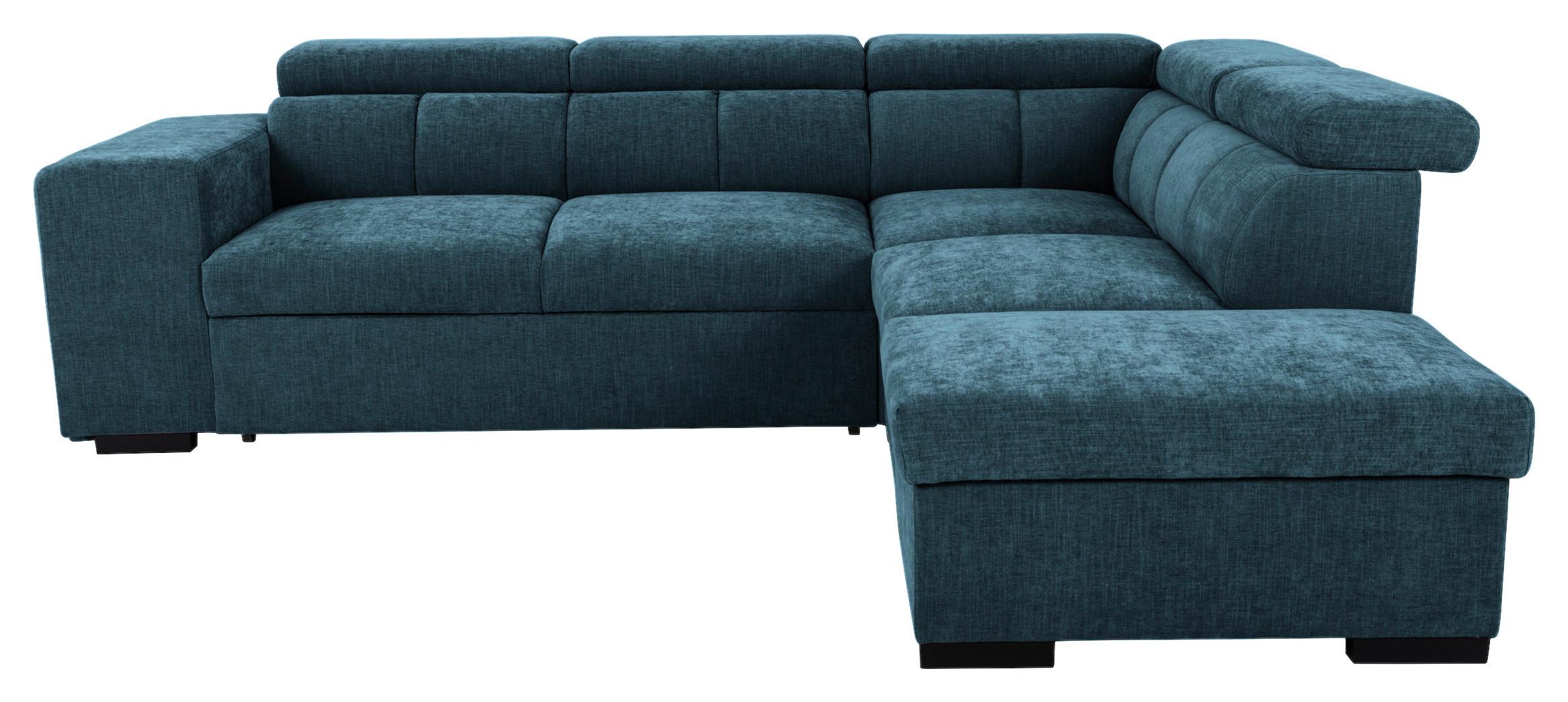 Ecksofa Sirius L blau, 267x218cm - Blau/Eichefarben, KONVENTIONELL, Holz/Holzwerkstoff (267/218cm)