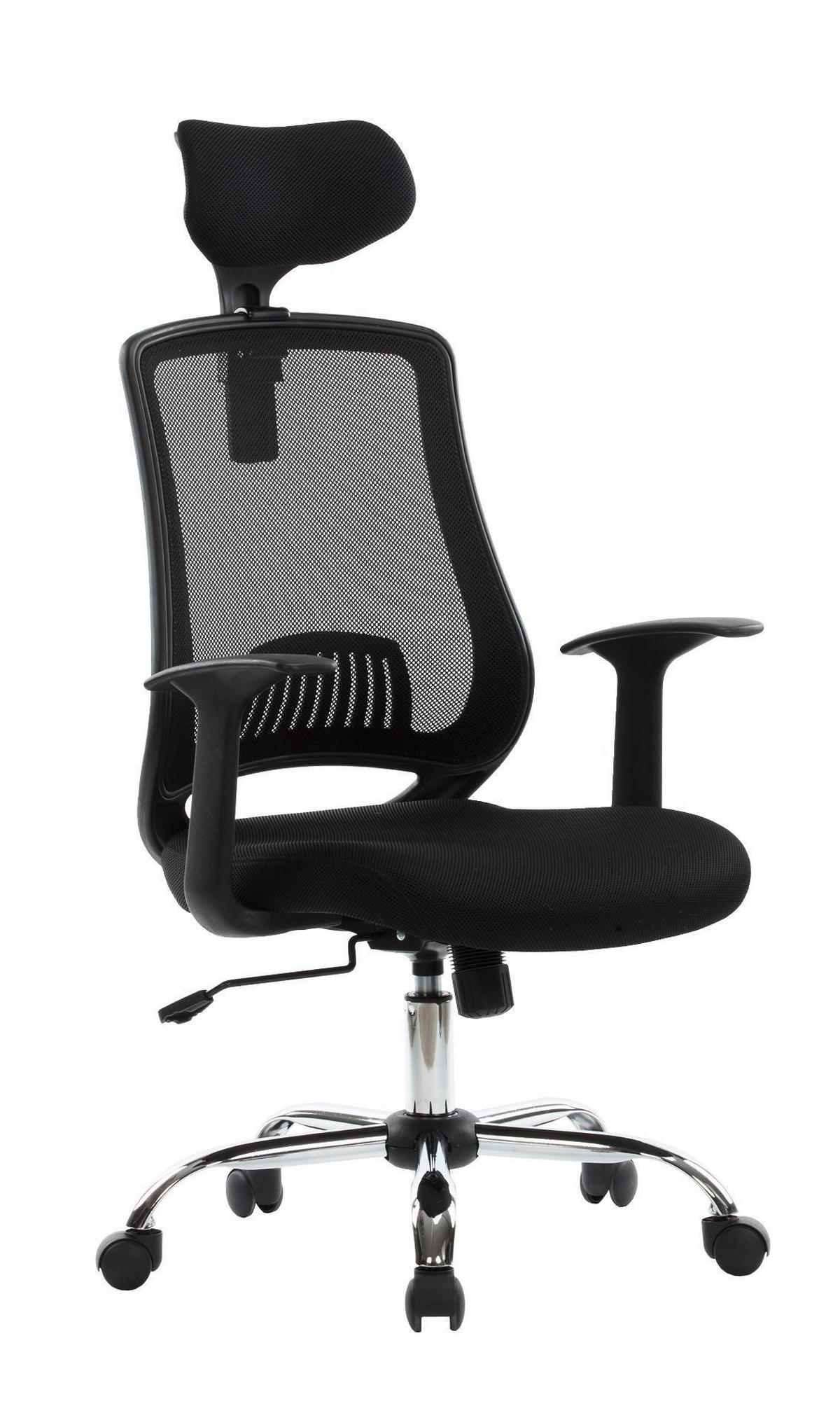Drehstuhl Florida Schwarz B: 64 cm - Chromfarben/Schwarz, Design, Kunststoff/Textil (64/128/57cm) - MID.YOU