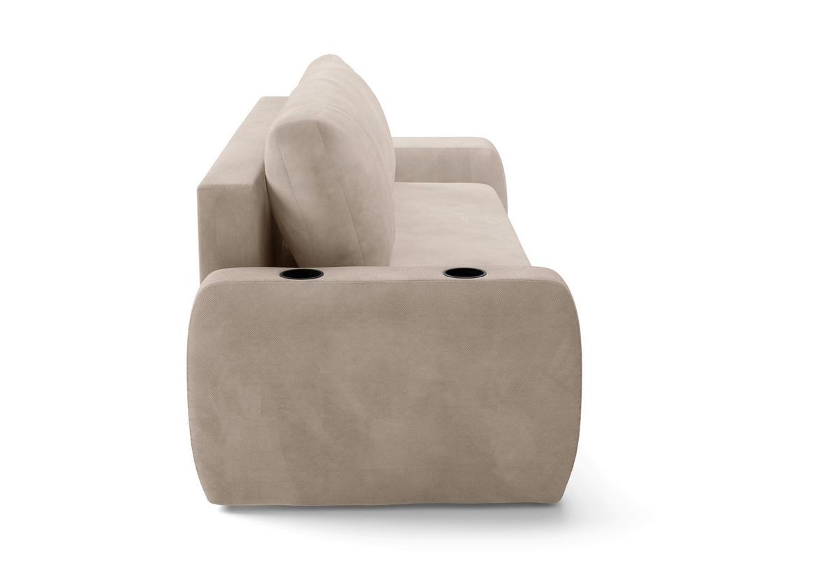Schlafsofa Ines Beige B: 258cm - Beige/Schwarz, Design, Textil (258/98/95cm) - Livetastic