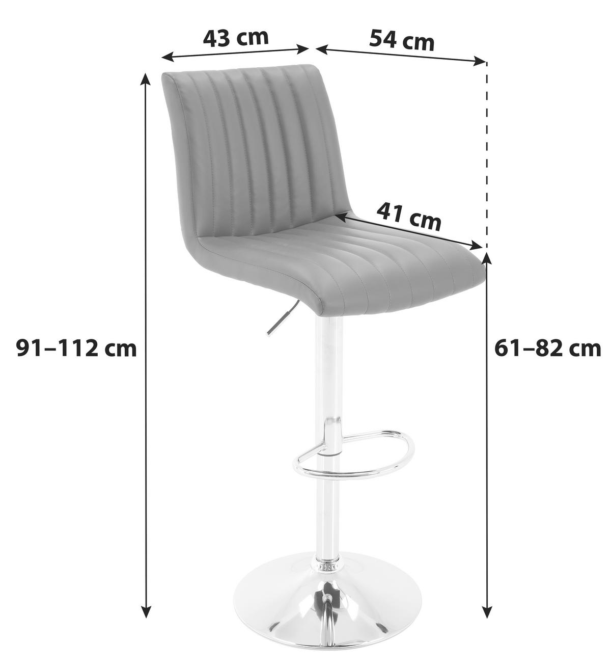 Barhocker höhenverstellbar mit Lehne Party Gelb/Chrom - Chromfarben/Gelb, MODERN, Textil/Metall (43/91-112/54cm) - MID.YOU
