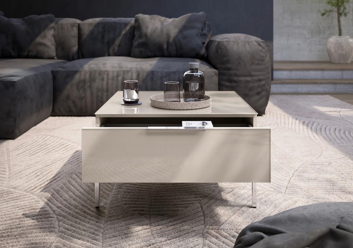 KONFERENČNÍ STOLEK SIENA - kašmírová/barvy chromu, Moderní, kov/kompozitní dřevo (70/41/70cm) - Premium Living
