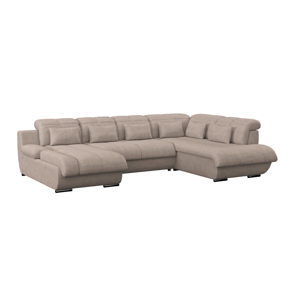 Wohnlandschaft Multi Mit Schlaffunktion Beige - Chromfarben/Dunkelgrau, MODERN, Textil (184/345/228cm) - Luca Bessoni