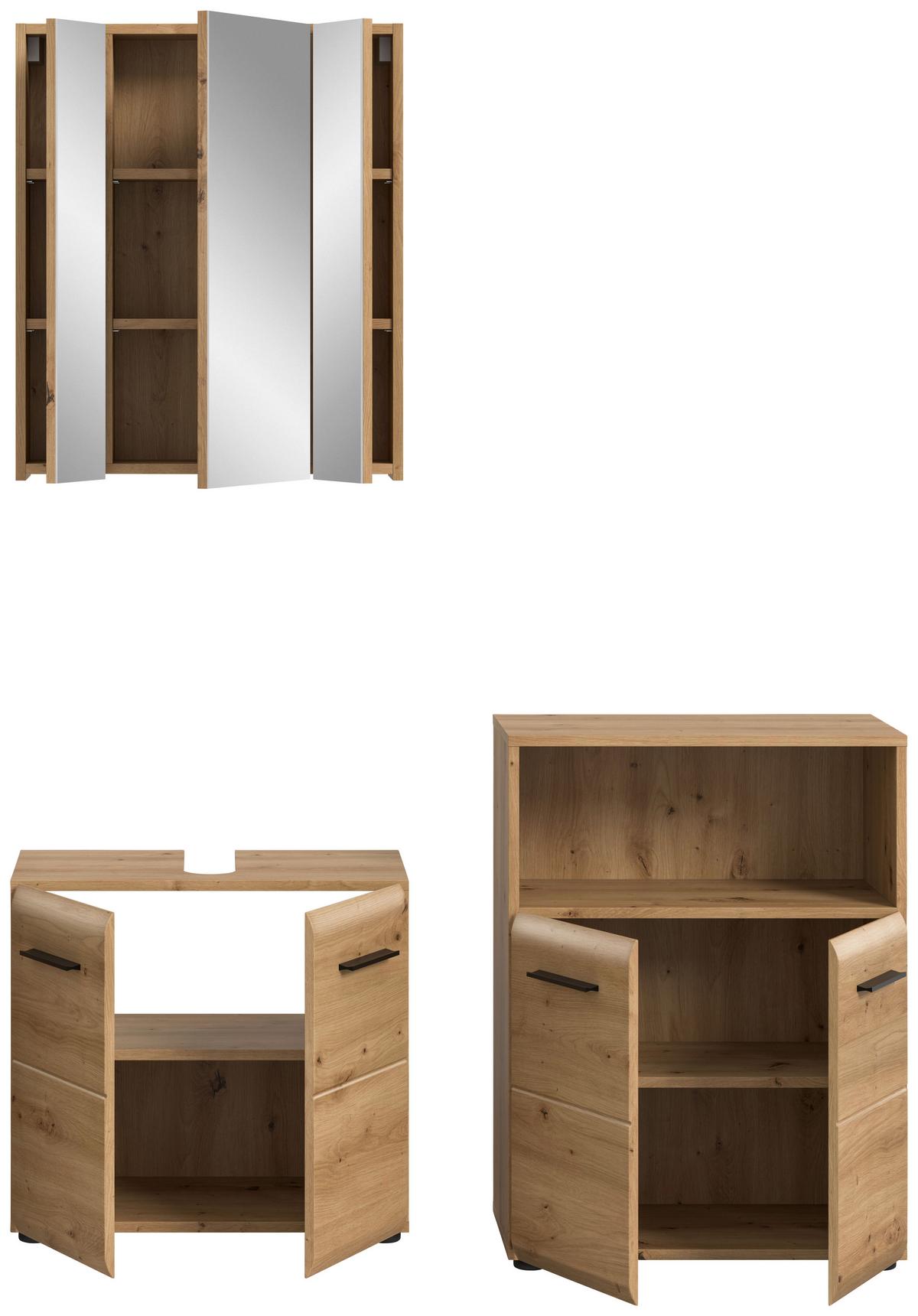 Badezimmer Ice Eiche Artisan Dekor B: 120cm - Schwarz/Eiche Artisan, Basics, Holzwerkstoff (120cm) - MID.YOU