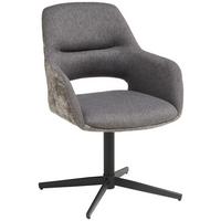 Armlehnstuhl Kaan Chenille Grau, B: 61 Cm - Schwarz/Grau, KONVENTIONELL, Textil/Metall (61/85/63cm) - MID.YOU