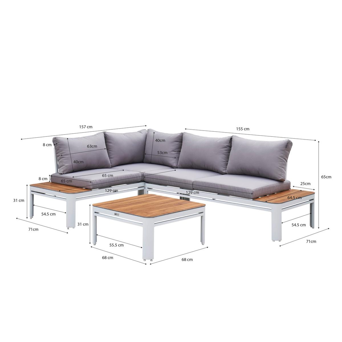 Dining-Loungeset Eos - Eichefarben/Braun, Basics, Metall (226/157/65cm) - Ambia Garden
