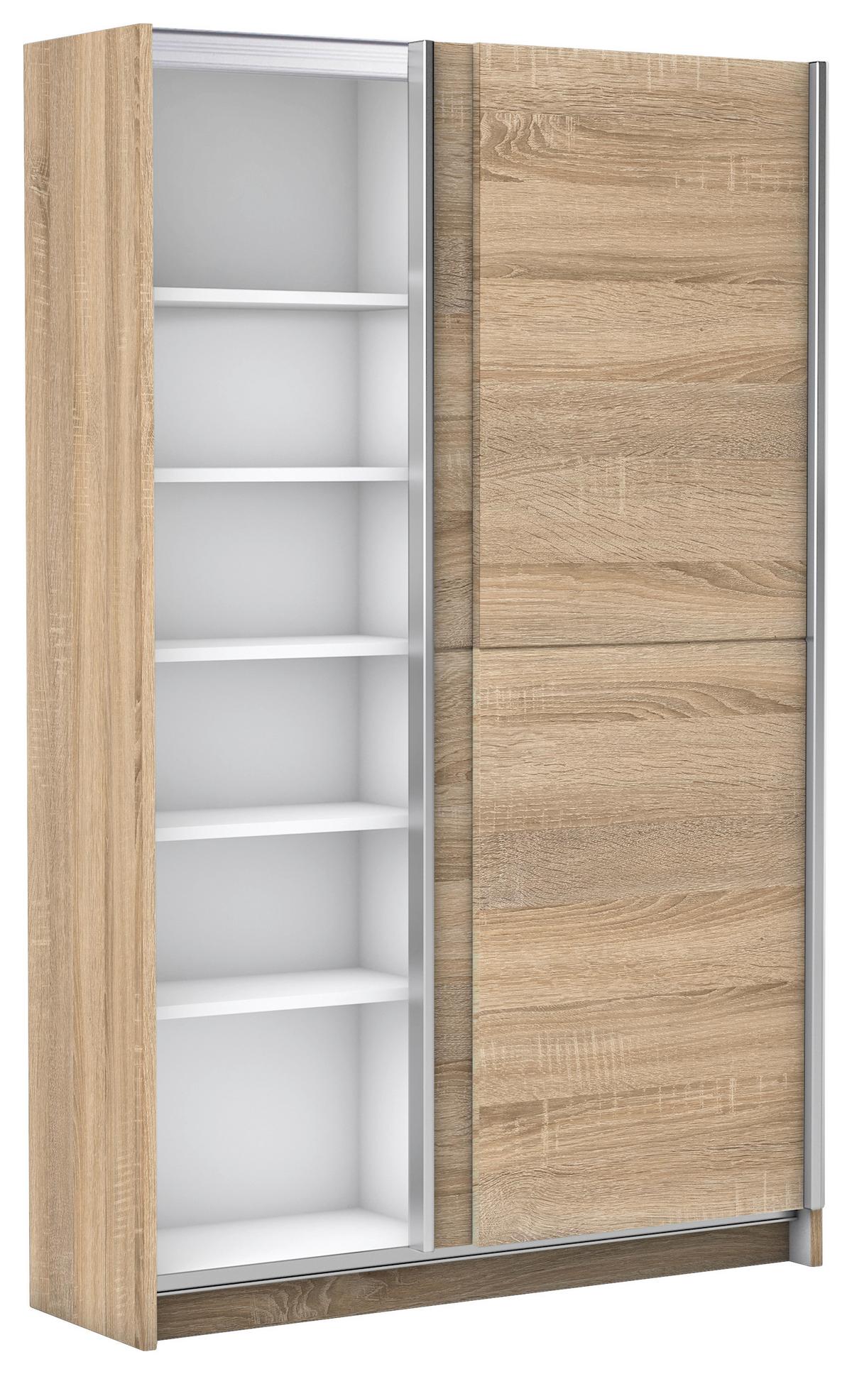 Schwebetürenschrank 125 Cm Slim, Sonoma Eiche Dekor - Eichefarben, Basics, Holzwerkstoff (125/195,5/38cm) - P & B