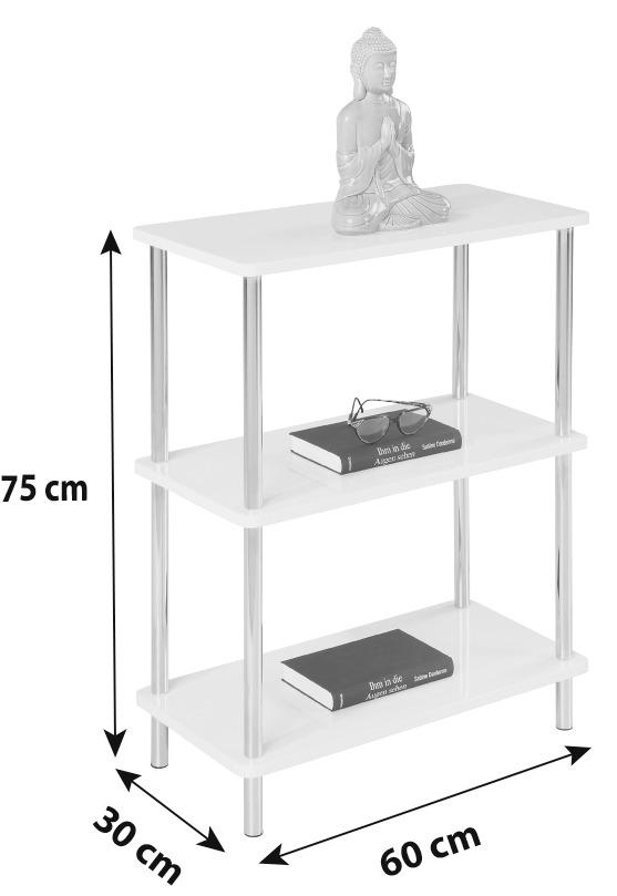 Regal Tim B 60cm, Weiß/Chrom