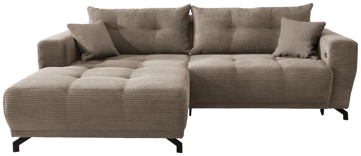 Ecksofa Liegefunktion Restato Graubraun - Graubraun/Schwarz, MODERN, Holz/Textil (177/246cm) - MID.YOU