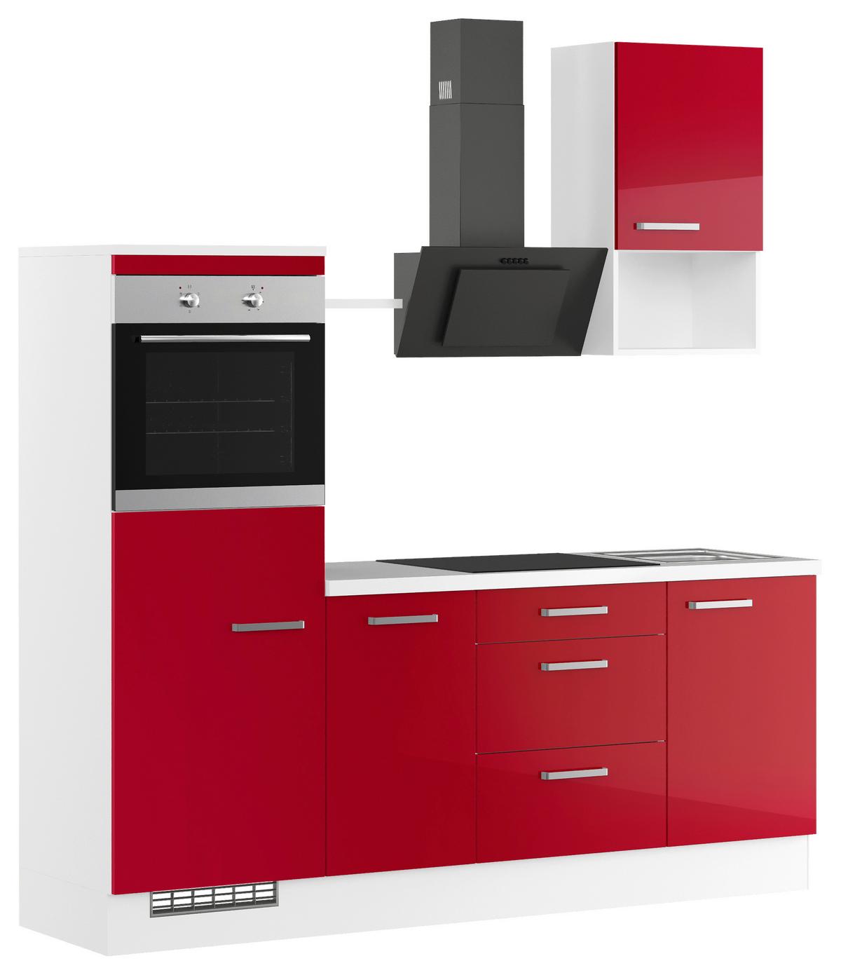 Küchenblock Ip405 Rot/Weiß B: 215 cm - Rot/Weiß, Trend, Holzwerkstoff (215cm) - Impuls