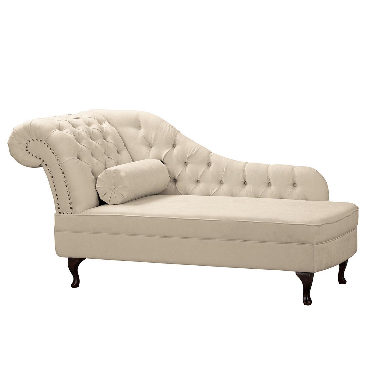 Récamiere Pako Creme B: 185cm - Creme/Braun, Design, Textil (185/93/75cm) - Livetastic