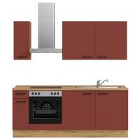 Küchenleerblock Easytouch Low-Line, L5 Links - Eichefarben/Rot, MODERN, Holzwerkstoff (210cm) - Nobilia