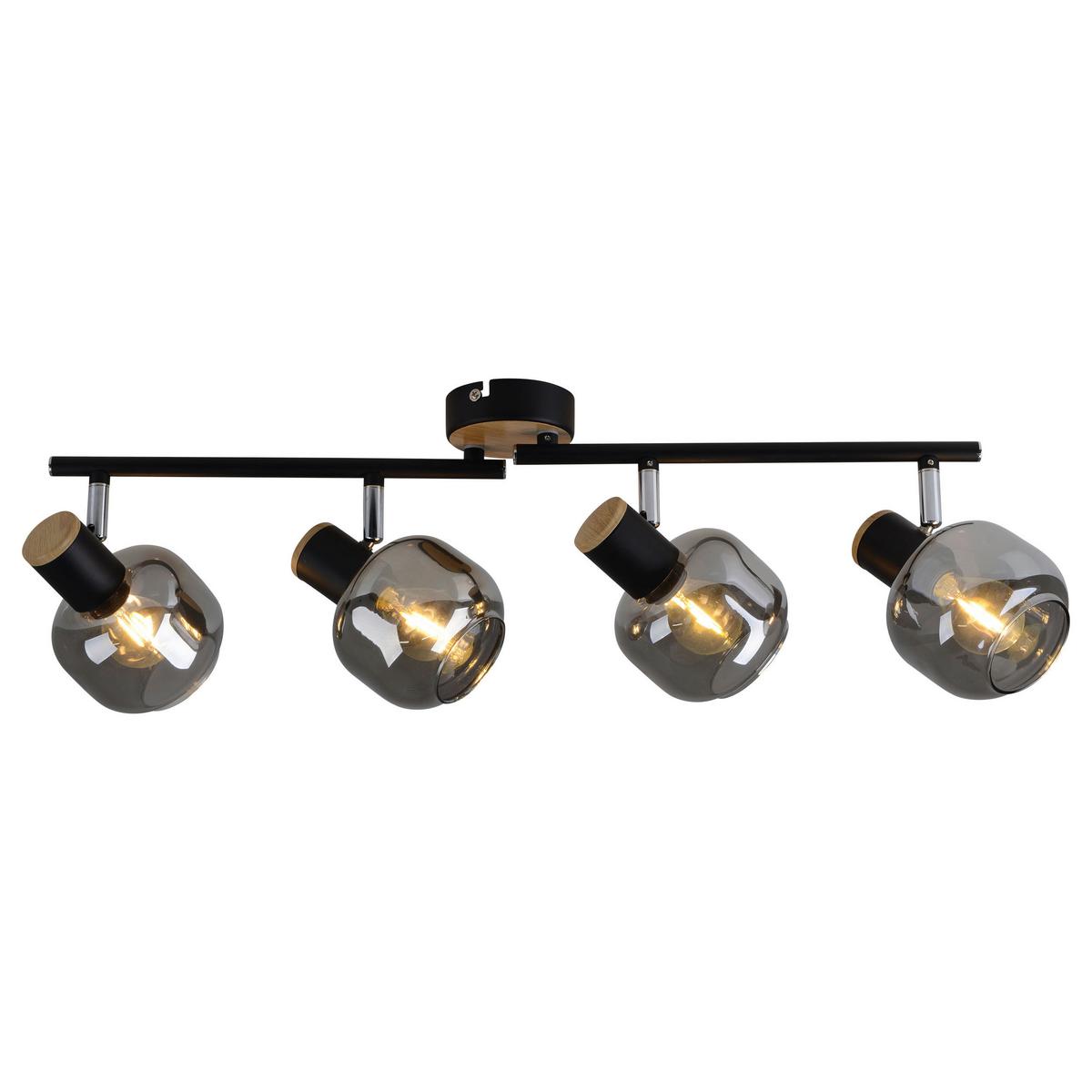 Deckenleuchte B: 58 cm verstellbare Spotlights - Schwarz, Design, Glas/Metall (58/16cm) - Näve