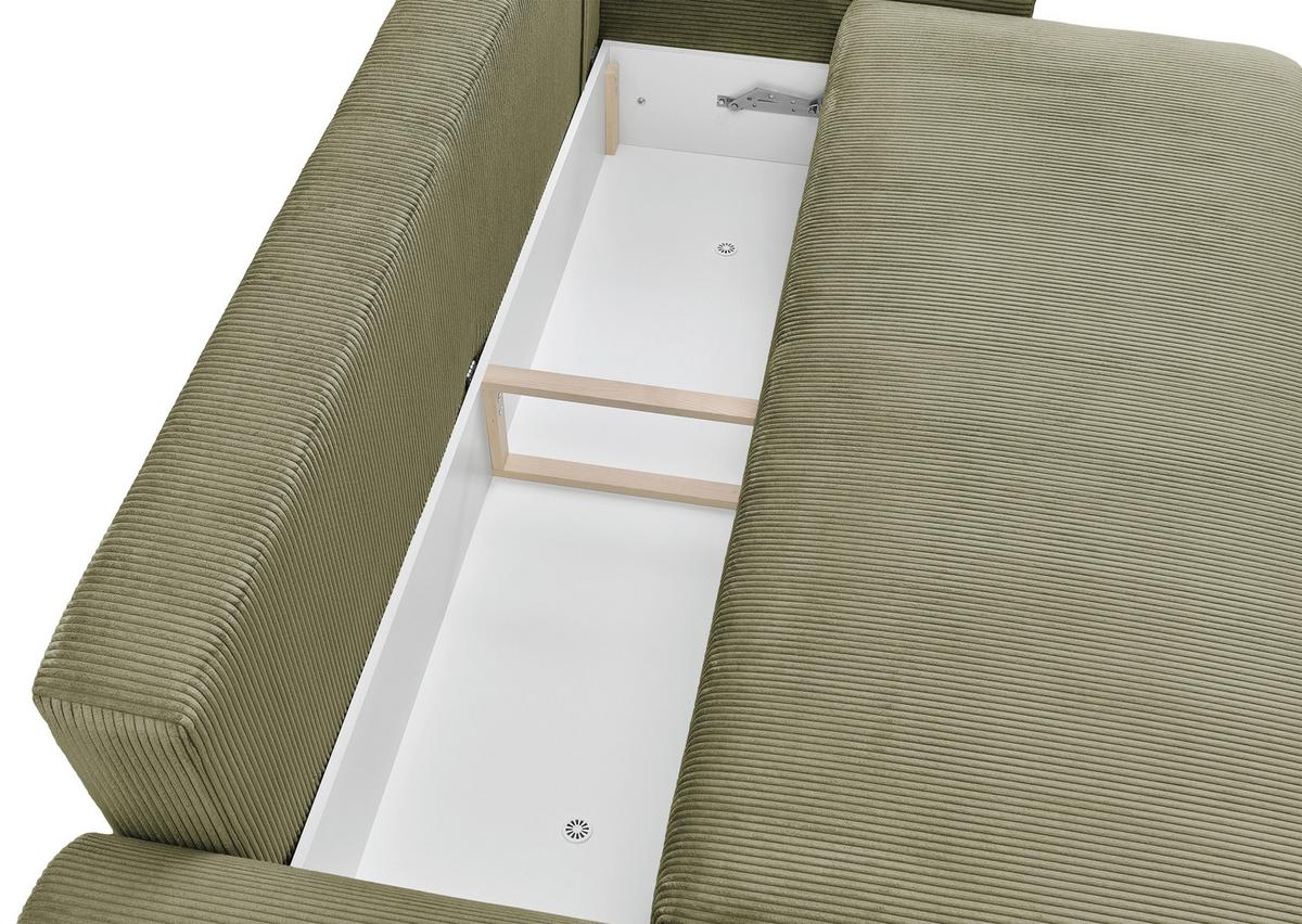 Rozkladacia pohovka KIM, olivovozelený menčester - olivovozelená, Modern, drevo (234/90/103cm)