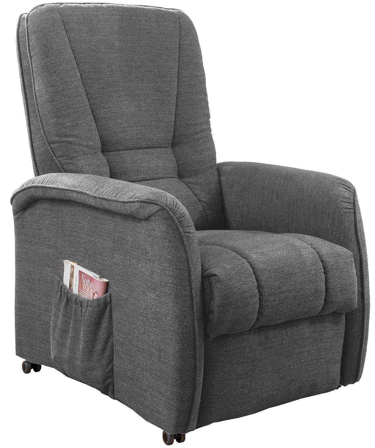 Fernsehsessel Harry Dunkelgrau B: 77 cm - Dunkelgrün/Dunkelgrau, Design, Textil (77/107/88cm) - Livetastic