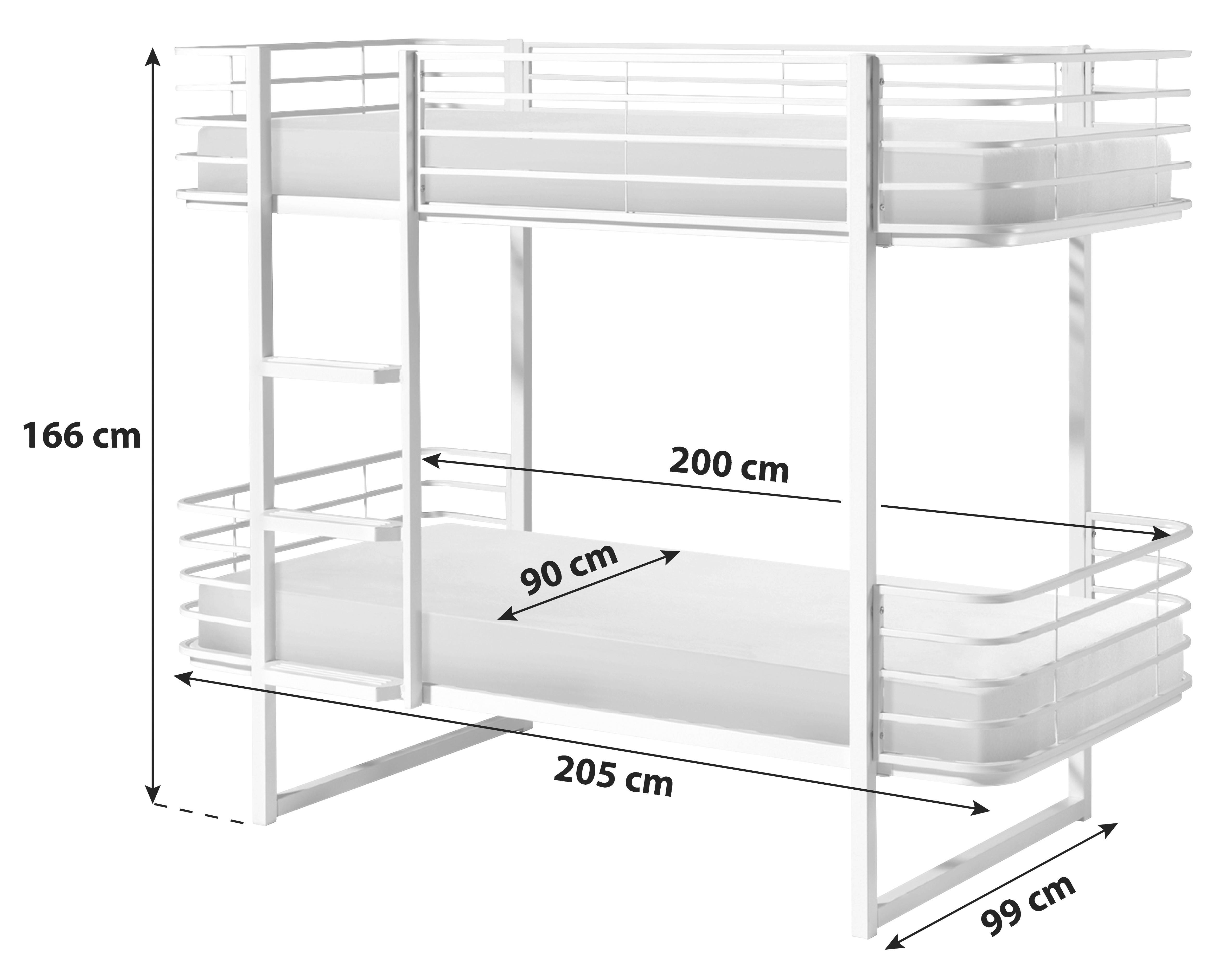 MID.YOU Etagenbett mit Lattenrost 90x200 cm Oscar, Schwarz