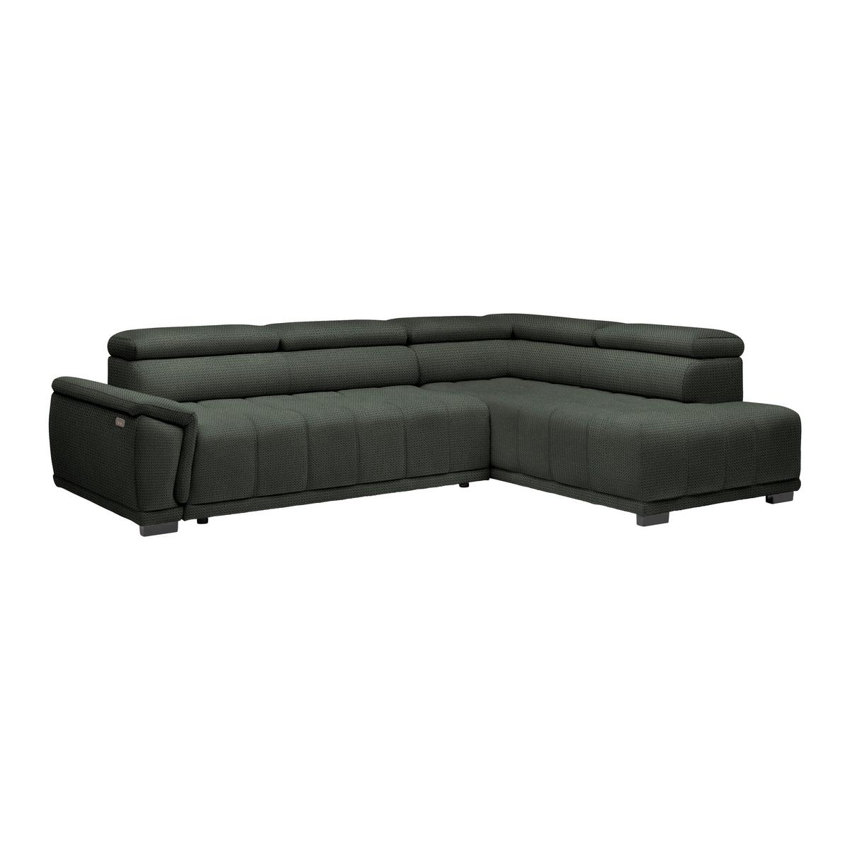 Rohová sedačka GRINALDI, pravá, tmavozelená - čierna/tmavozelená, Modern, textil/plast (283/206cm) - Premium Living