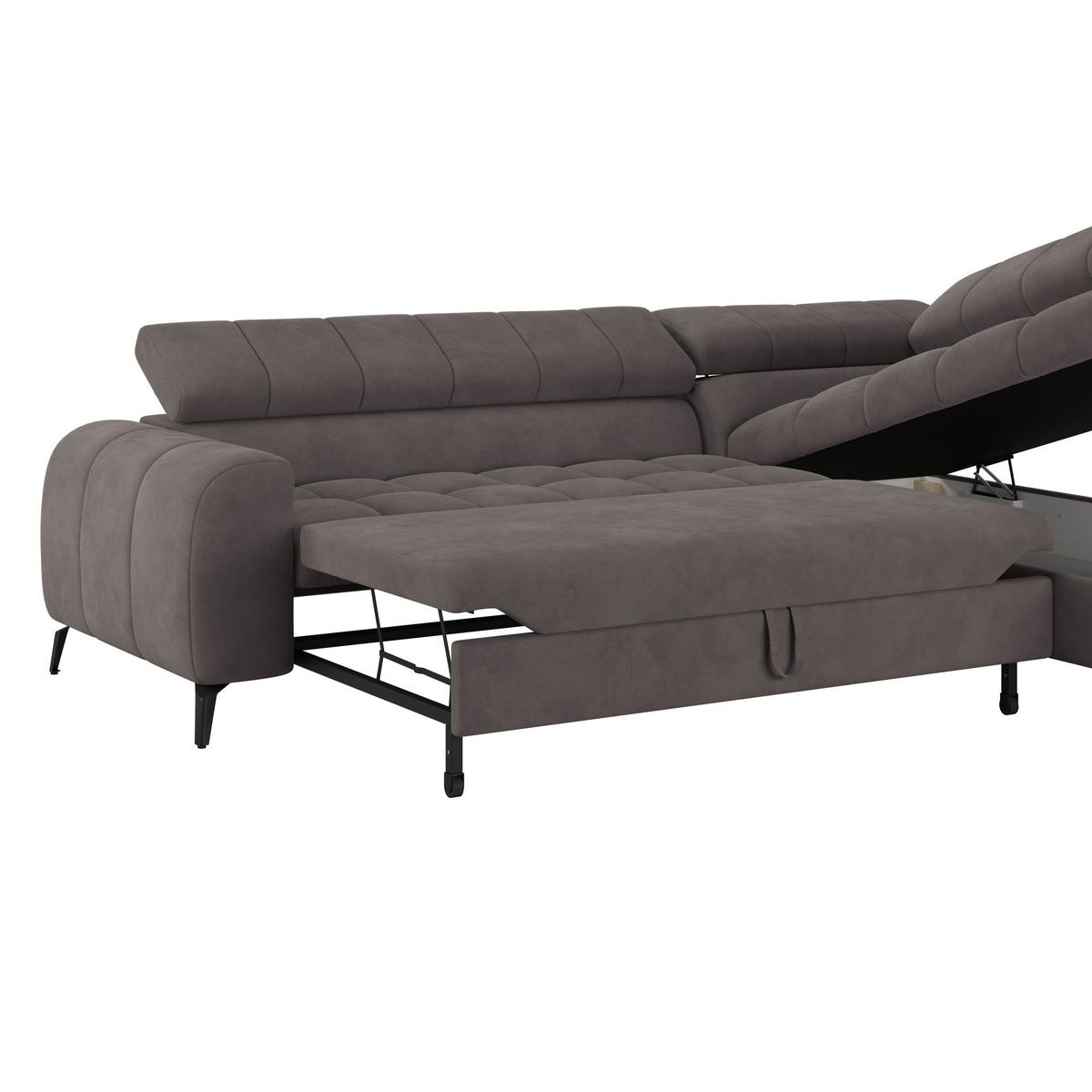 Ecksofa Volf Rechts New Graphitfarben, S: 261x203 cm - Dunkelgrau/Schwarz, Trend, Kunststoff/Textil (261/203cm)