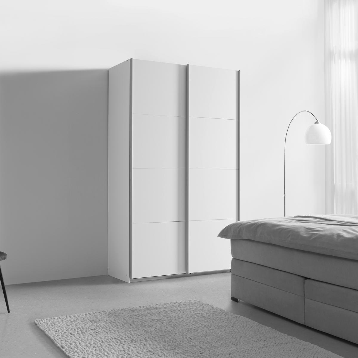 Šatní skříň QUADRA, šírka 136 cm - bílá/barvy hliníku, Konvenční, kov/kompozitní dřevo (136/229/57cm) - Mömax