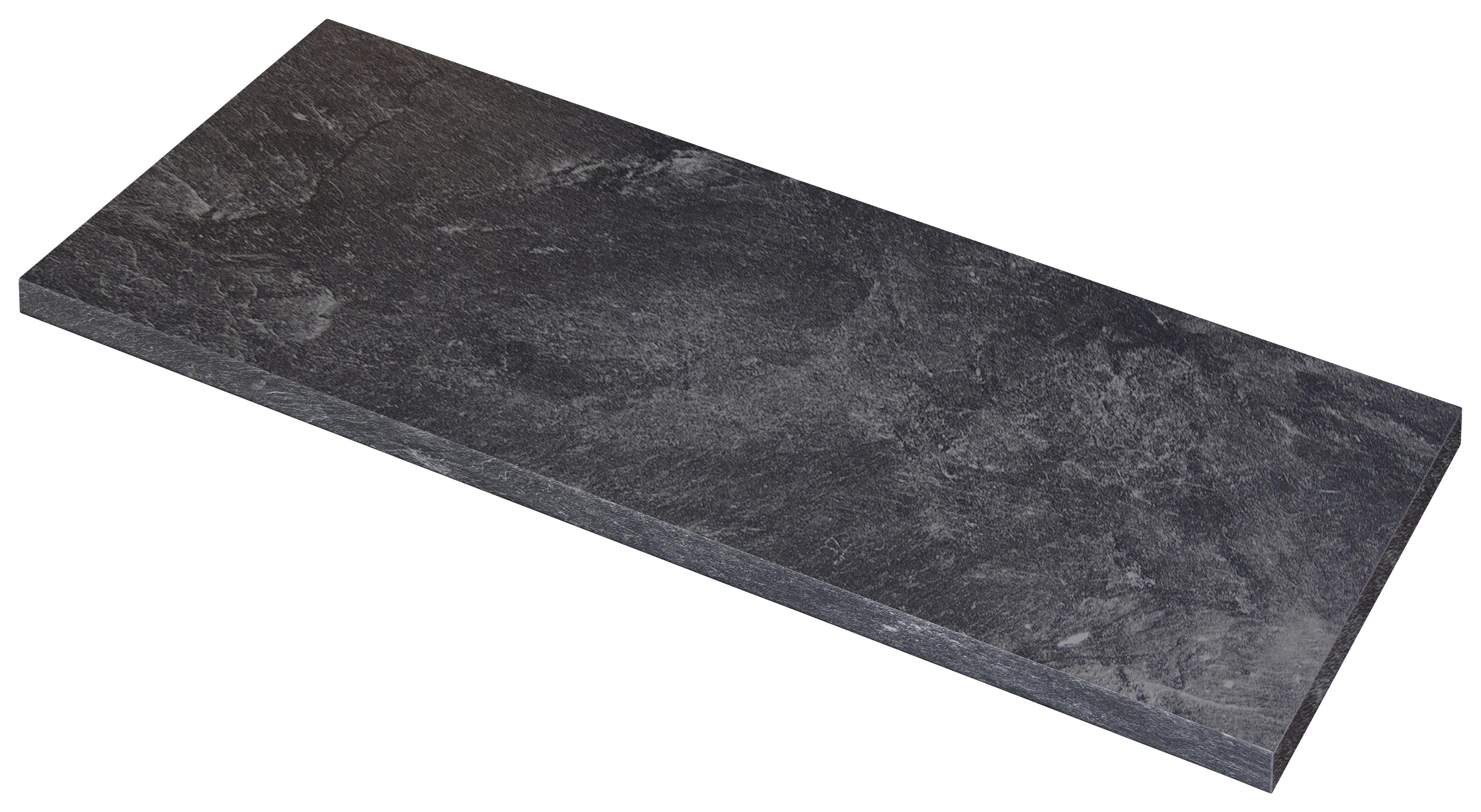 Küchenarbeitsplatte Alba 210 cm Schiefer doppelrund - Schieferfarben, MODERN, Holzwerkstoff (210/3,8/60cm)