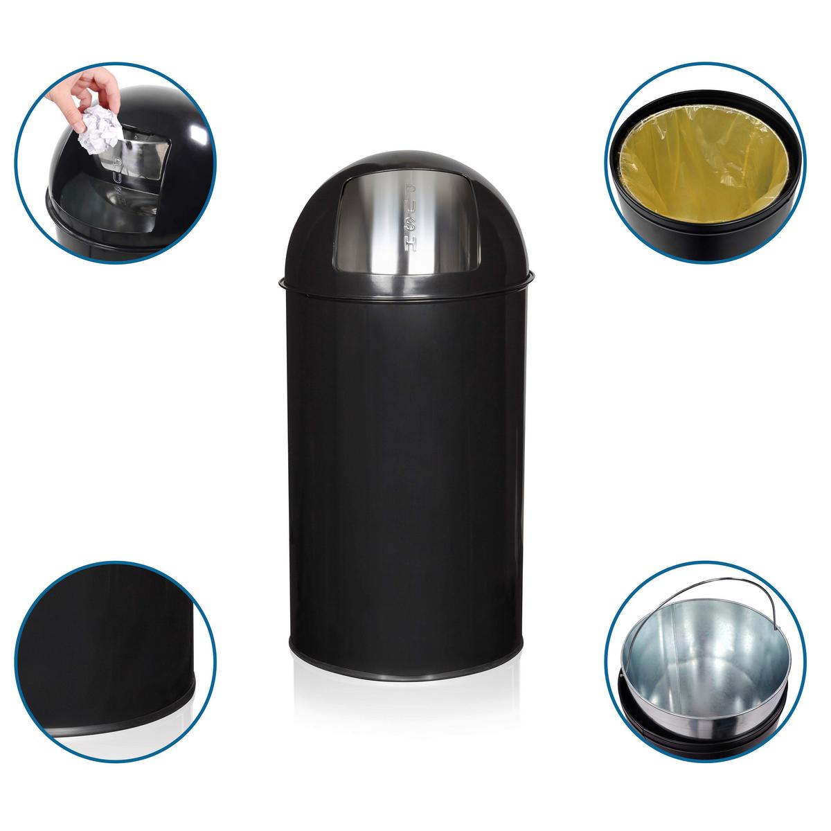 Abfallsammler Push - Schwarz, Basics, Metall (35/74/35cm) - MID.YOU