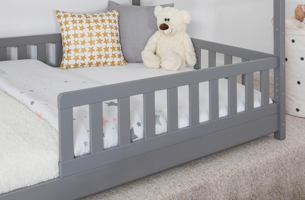 Bodenbett 90/200 cm In Hellgrau inkl. Laden - Hellgrau/Naturfarben, MODERN, Holz (90/200cm) - MID.YOU