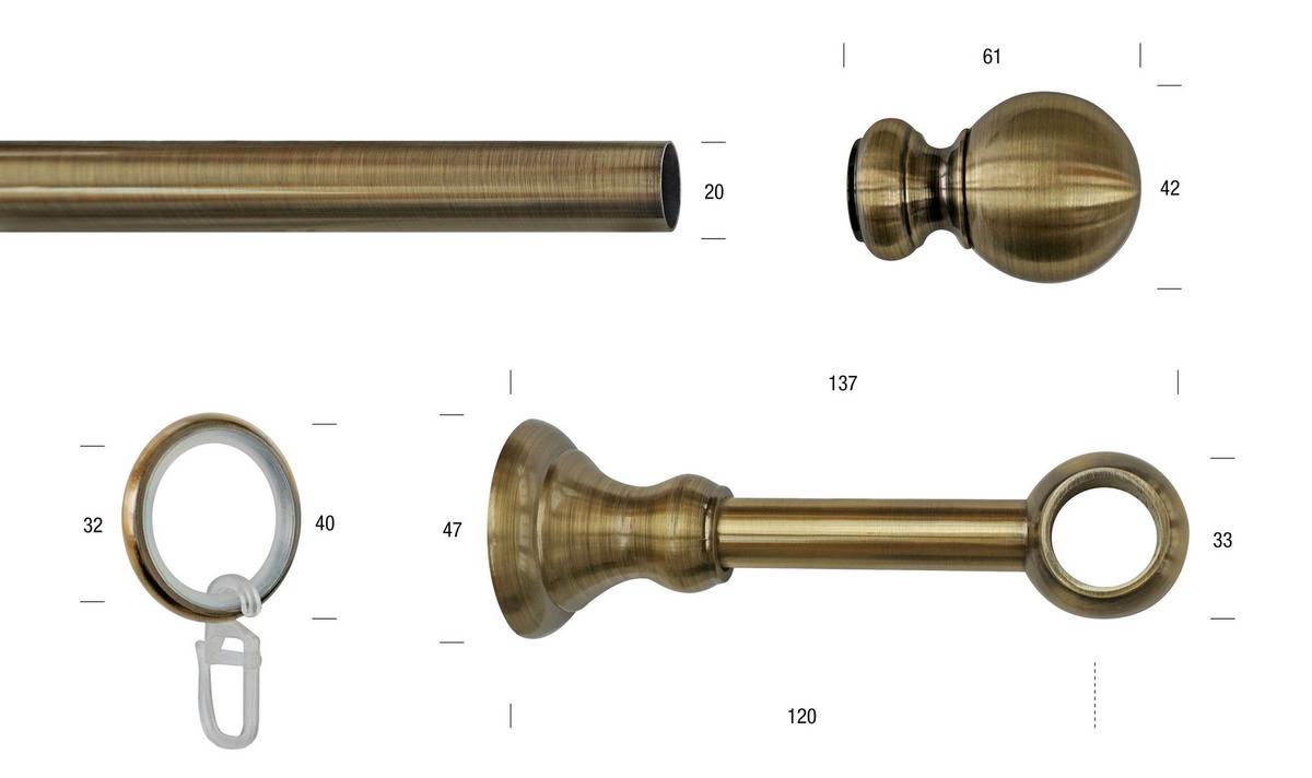 Vorhangstange Bronzefarben L: 140 cm - Bronzefarben, KONVENTIONELL, Metall (140cm)