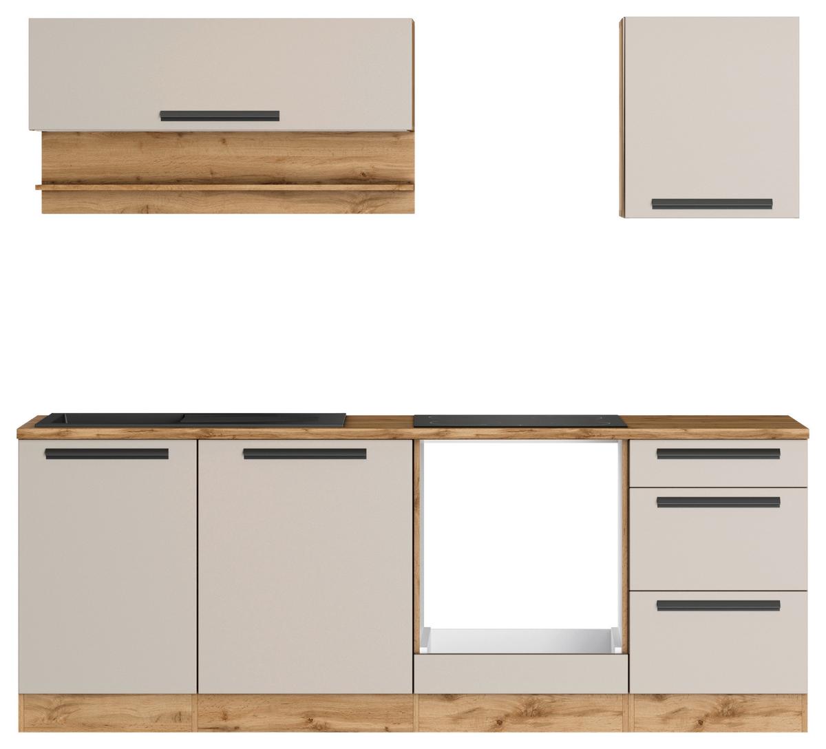 Küchenleerblock Aveiro Kaschmir/Eiche Wotan B: 220cm - Kaschmir/Eiche Wotan, Trend, Holzwerkstoff (220cm) - Held