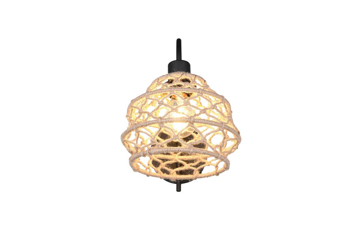 Wandleuchte Hive Naturfarben Schwarz L: 30,5 cm - Schwarz/Naturfarben, Natur, Textil/Metall (30,5/32/20cm)