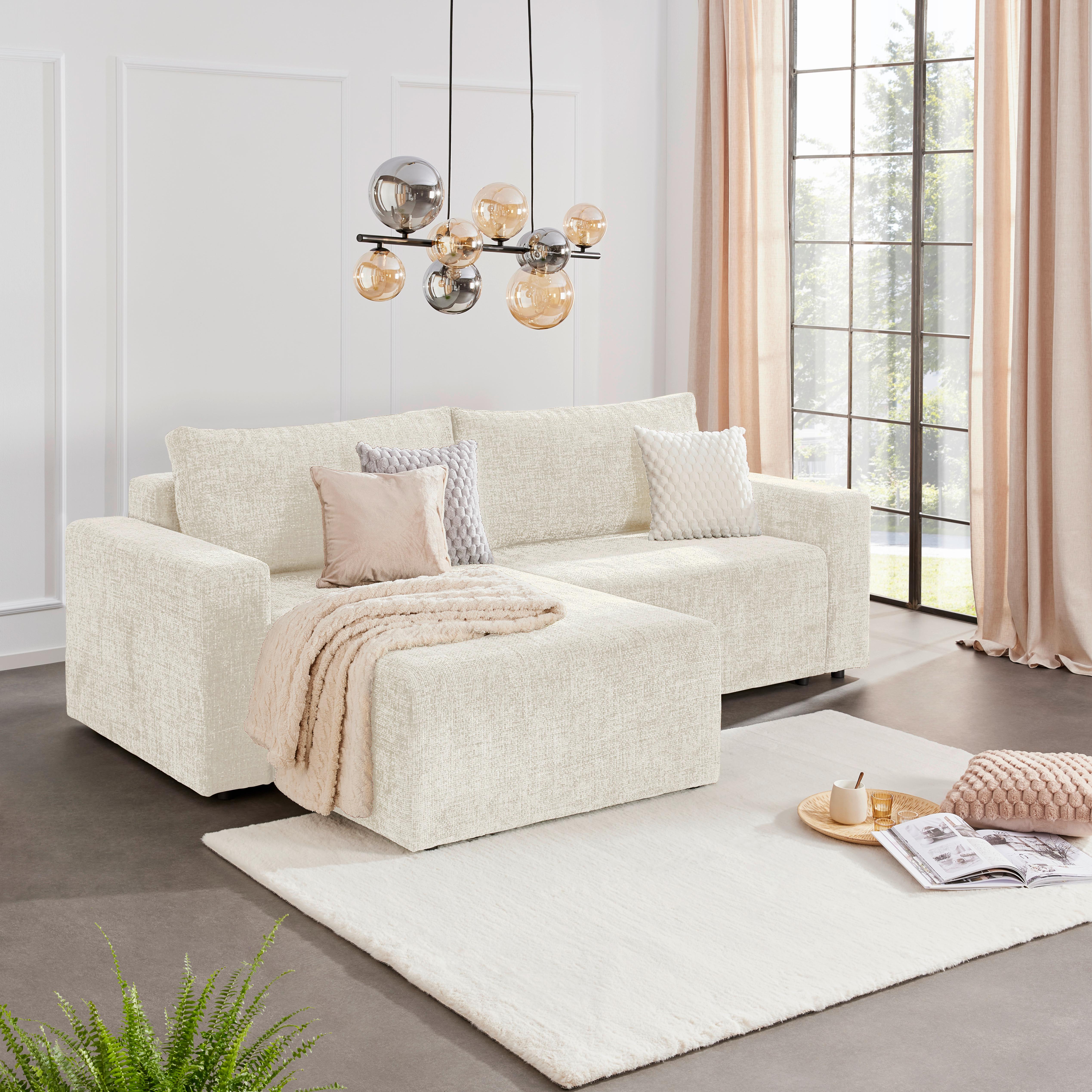 Ecksofa Dallas - Beige/Schwarz, MODERN, Holz/Kunststoff (173/258cm)