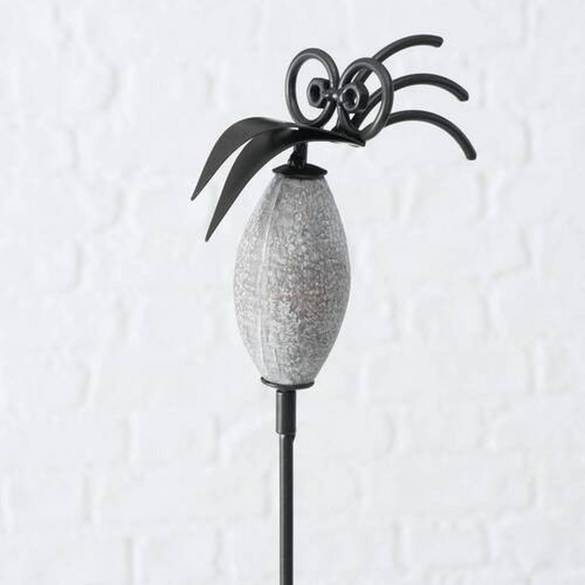 Gartenstecker Vogel L: 7,5 Cm Metall - Schwarz/Grau, Basics, Metall (7,5/4/100cm)