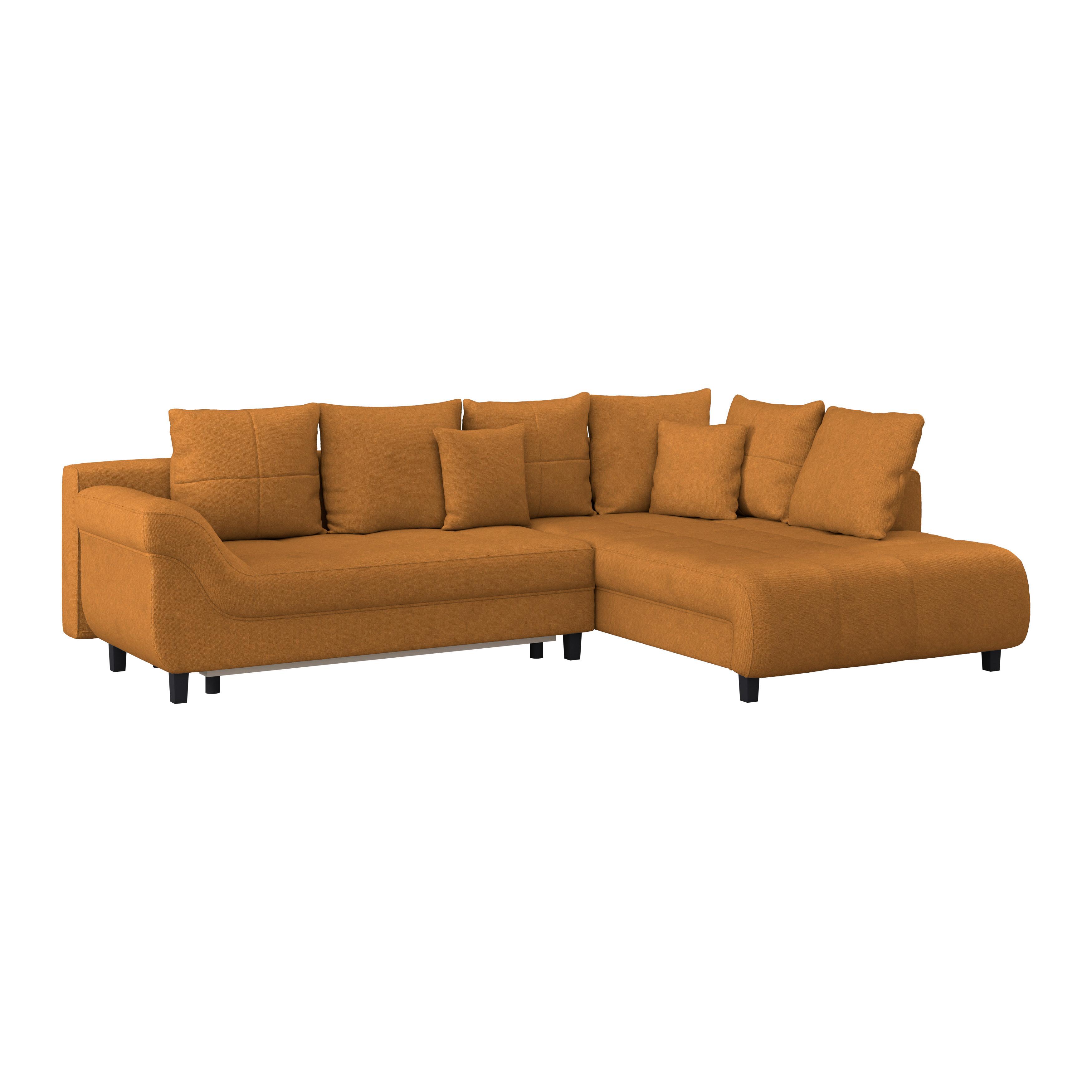 Ecksofa Mendoza - Schwarz/Orange, Design, Textil (309/197cm) - Ondega