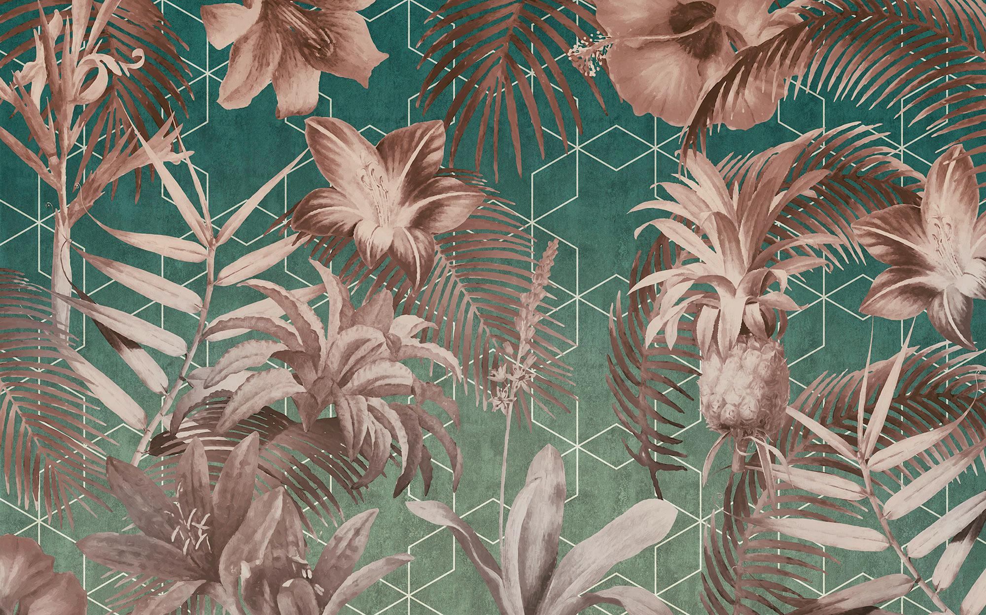 Vliestapete Toujours - Rosa/Grün, Basics (400/250cm) - Komar