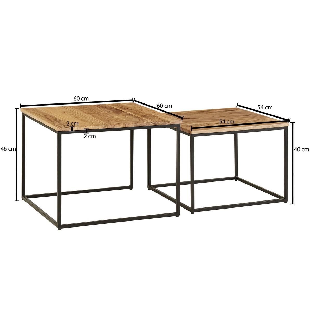 Konferenční stůl barvy akácie - černá/barvy akácie, Moderní, kov/dřevo (60/60/46cm) - MID.YOU